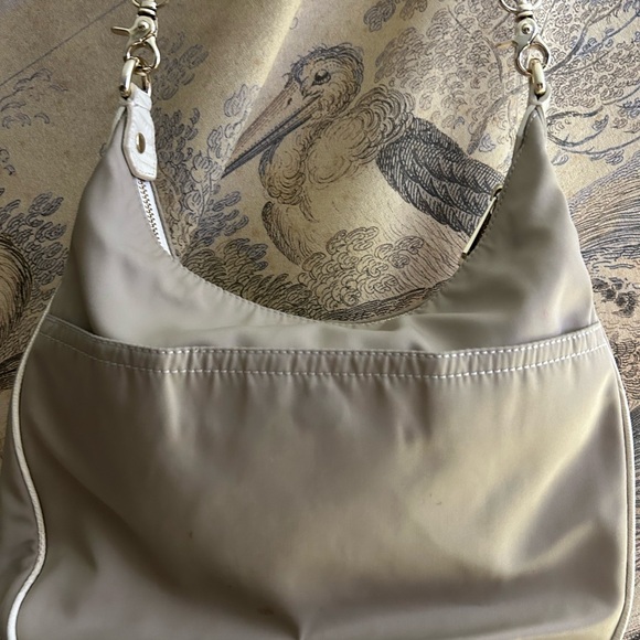 Brahmin Nylon Leather Crossbody Shoulder Hand BagTaupe & Cream - Picture 4 of 8